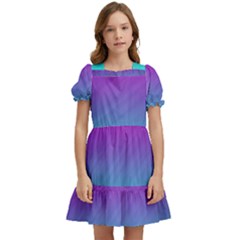 Background Pink Blue Gradient Kids  Puff Sleeved Dress