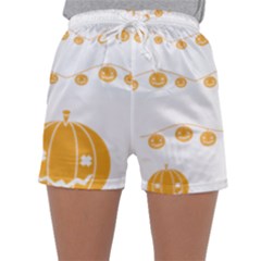 Pumpkin Halloween Deco Garland Sleepwear Shorts by Ket1n9