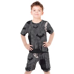 Halloween Background Halloween Scene Kids  T-shirt And Shorts Set by Ket1n9