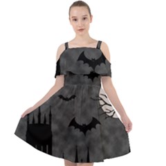 Halloween Background Halloween Scene Cut Out Shoulders Chiffon Dress by Ket1n9