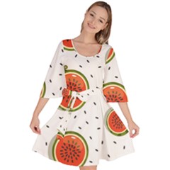 Seamless Background Pattern-with-watermelon Slices Velour Kimono Dress by Ket1n9