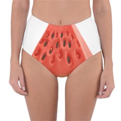 Seamless Background With Watermelon Slices Reversible High-Waist Bikini Bottoms