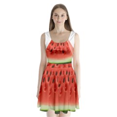 Seamless Background With Watermelon Slices Split Back Mini Dress 