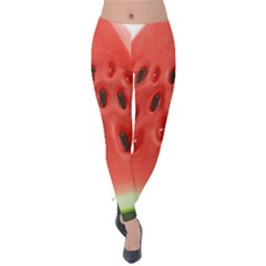 Seamless Background With Watermelon Slices Velvet Leggings