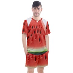 Seamless Background With Watermelon Slices Men s Mesh T-Shirt and Shorts Set