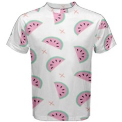 Seamless Background With Watermelon Slices Men s Cotton T-Shirt