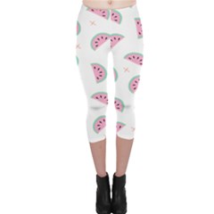 Seamless Background With Watermelon Slices Capri Leggings 