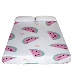 Fresh Watermelon Slices Texture Fitted Sheet (Queen Size)