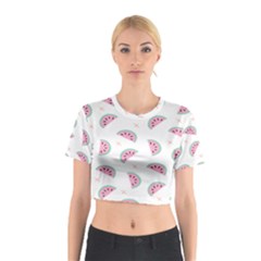 Seamless Background With Watermelon Slices Cotton Crop Top