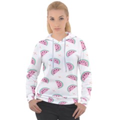 Fresh Watermelon Slices Texture Women s Overhead Hoodie