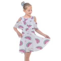 Watermelon Wallpapers  Creative Illustration And Patterns Kids  Shoulder Cutout Chiffon Dress by Ket1n9