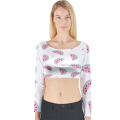 Fresh Watermelon Slices Texture Long Sleeve Crop Top