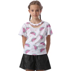 Seamless Background With Watermelon Slices Kids  Front Cut T-Shirt