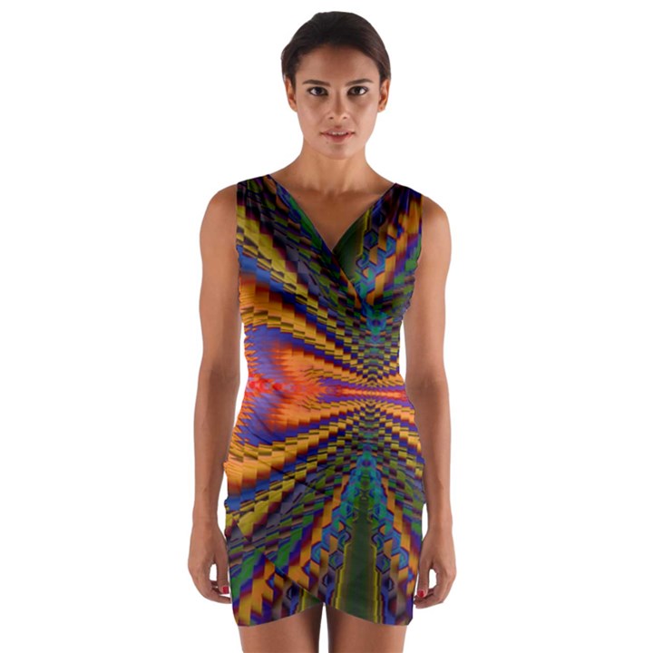 Casanova Abstract Art-colors Cool Druffix Flower Freaky Trippy Wrap Front Bodycon Dress