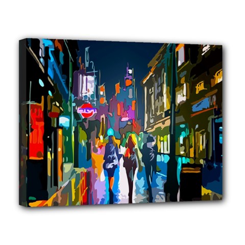 Abstract Vibrant Colour Cityscape Canvas 14  X 11  (stretched) by Ket1n9