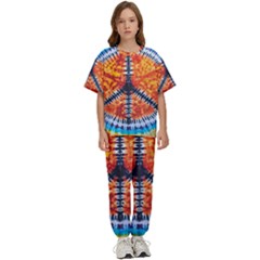 Tie Dye Peace Sign Kids  T-shirt And Pants Sports Set by Ket1n9