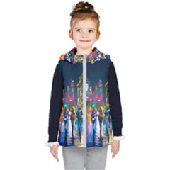 Abstract Vibrant Colour Cityscape Kids  Hooded Puffer Vest by Ket1n9