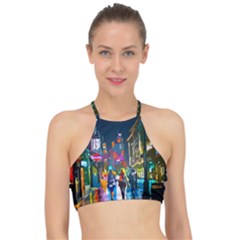 Abstract Vibrant Colour Cityscape Halter Bikini Top by Ket1n9