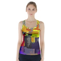 Abstract Vibrant Colour Racer Back Sports Top by Ket1n9