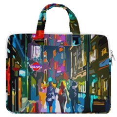 Abstract Vibrant Colour Cityscape Macbook Pro 13  Double Pocket Laptop Bag by Ket1n9