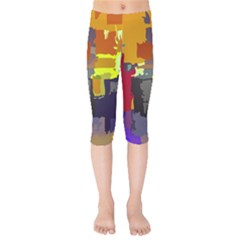 Abstract Vibrant Colour Kids  Capri Leggings  by Ket1n9