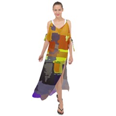 Abstract Vibrant Colour Maxi Chiffon Cover Up Dress