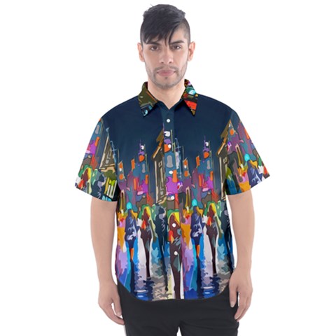 Abstract Vibrant Colour Cityscape Men s Short Sleeve Shirt by Ket1n9