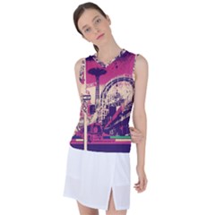 Pink City Retro Vintage Futurism Art Women s Sleeveless Sports Top by Ket1n9