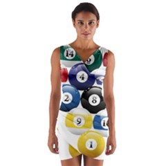 Racked Billiard Pool Balls Wrap Front Bodycon Dress