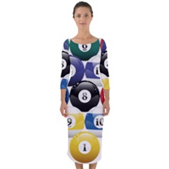 Abstract Vibrant Colour Botany Quarter Sleeve Midi Bodycon Dress