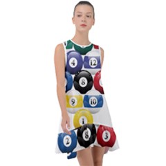 Abstract Vibrant Colour Botany Frill Swing Dress