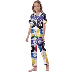 Abstract Vibrant Colour Botany Kids  Satin Short Sleeve Pajamas Set