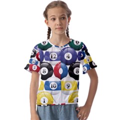 Abstract Vibrant Colour Botany Kids  Cuff Sleeve Scrunch Bottom T-Shirt