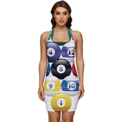 Abstract Vibrant Colour Botany Sleeveless Wide Square Neckline Ruched Bodycon Dress