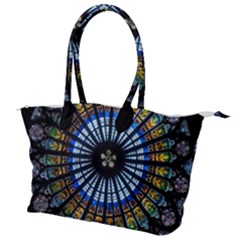 Stained Glass Rose Window In France s Strasbourg Cathedral Canvas Shoulder Bag by Ket1n9