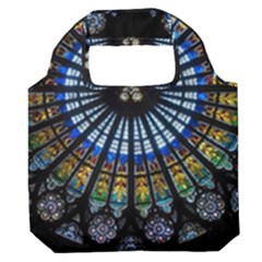 Stained Glass Rose Window In France s Strasbourg Cathedral Premium Foldable Grocery Recycle Bag by Ket1n9