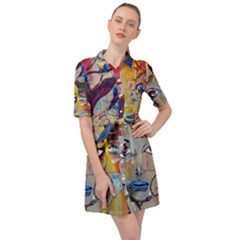 Graffiti Mural Street Art Painting Belted Shirt Dress by Ket1n9