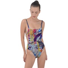 Graffiti Mural Street Art Painting Tie Strap One Piece Swimsuit by Ket1n9