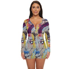 Graffiti Mural Street Art Painting Long Sleeve Boyleg Swimsuit by Ket1n9