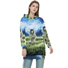 Astronaut Women s Long Oversized Pullover Hoodie by Ket1n9