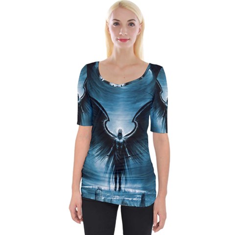 Rising Angel Fantasy Wide Neckline T-shirt by Ket1n9