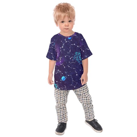 Realistic Night Sky Poster With Constellations Kids  Raglan T-shirt by Ket1n9