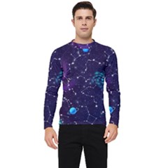 Realistic Night Sky Poster With Constellations Men s Long Sleeve Rash Guard