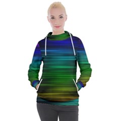 Blue And Green Lines Women s Hooded Pullover by Ket1n9