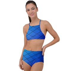 Blue Pattern Plain Cartoon Halter Tankini Set by Ket1n9