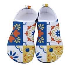 Mexican Talavera Pattern Ceramic Tiles With Flower Leaves Bird Ornaments Traditional Majolica Style Men s Sock-style Water Shoes