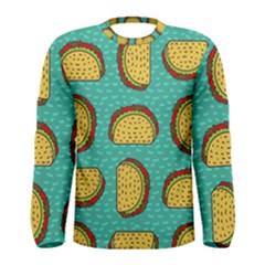 Taco Drawing Background Mexican Fast Food Pattern Men s Long Sleeve T-shirt by Ket1n9