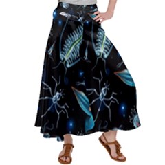 Colorful Abstract Pattern Consisting Glowing Lights Luminescent Images Marine Plankton Dark Backgrou Women s Satin Palazzo Pants by Ket1n9