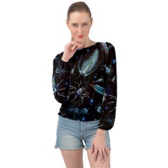Colorful Abstract Pattern Consisting Glowing Lights Luminescent Images Marine Plankton Dark Backgrou Banded Bottom Chiffon Top by Ket1n9