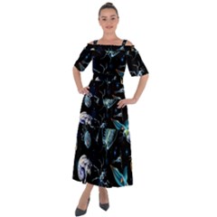 Colorful Abstract Pattern Consisting Glowing Lights Luminescent Images Marine Plankton Dark Backgrou Shoulder Straps Boho Maxi Dress  by Ket1n9